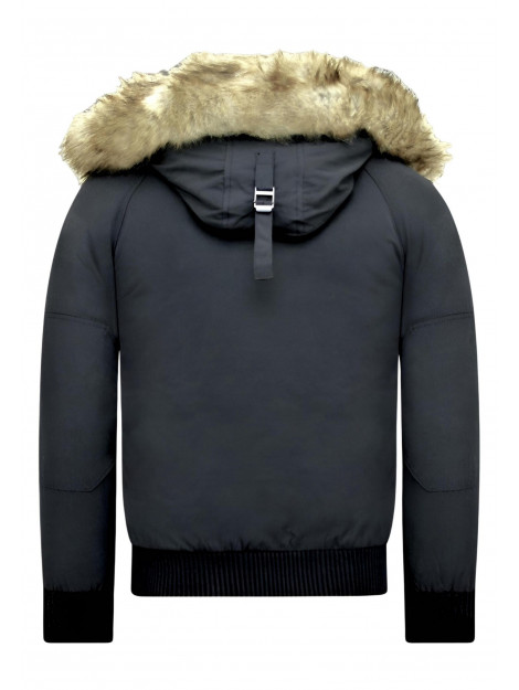 Enos Korte winterjas met faux bontkraag PI-7005Z & 8821Z -FAUX large