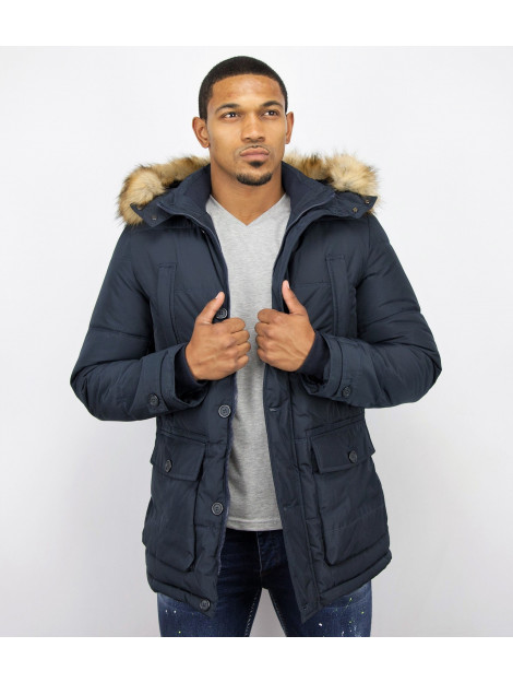 Enos Lange winterjas met bontkraag PI-8667Z large