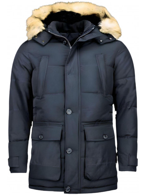 Enos Lange winterjas met bontkraag PI-8667Z large