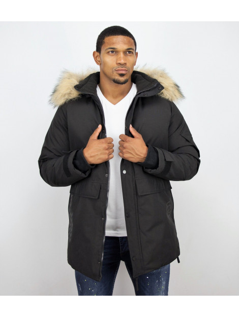 Enos Lange parka jas met bontkraag - Winterjas PI-9803Z large