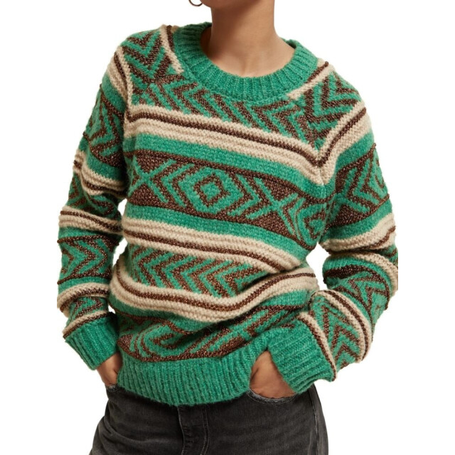 Scotch & Soda 174796 6646 metallic fair isle pullover frozen mint 174796 6646 large