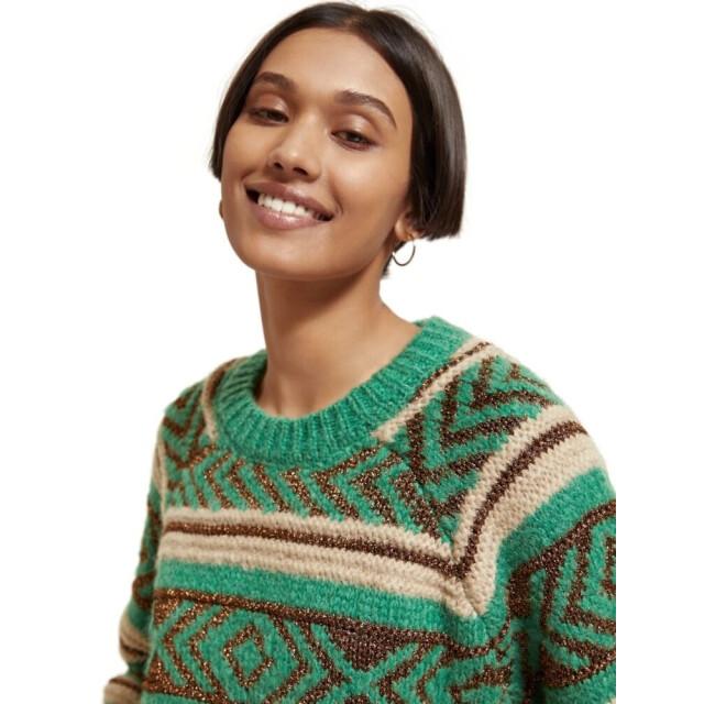 Scotch & Soda 174796 6646 metallic fair isle pullover frozen mint 174796 6646 large