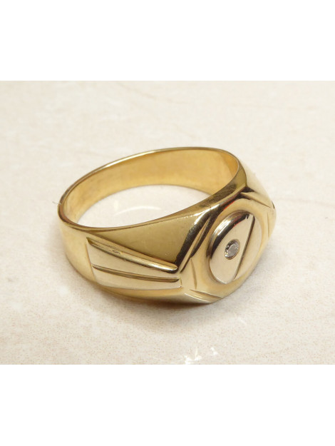 Christian Geel en wit gouden cachet ring met diamant 920973K-2828JC large