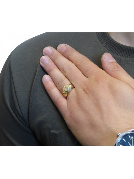 Christian Geel en wit gouden cachet ring met diamant 920973K-2828JC large