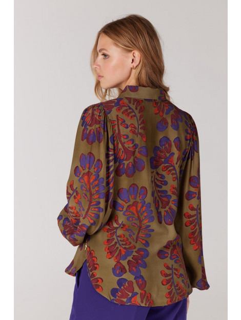 JANSEN AMSTERDAM Wop722 blouse gracew23-000253-multi green W23-000253 large
