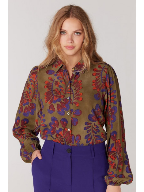 JANSEN AMSTERDAM Wop722 blouse gracew23-000253-multi green W23-000253 large