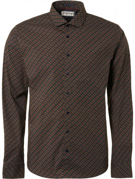 No Excess Shirt stretch allover printed caramel 21450936-048 large