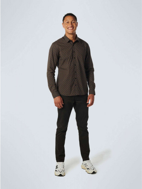 No Excess Shirt stretch allover printed caramel 21450936-048 large