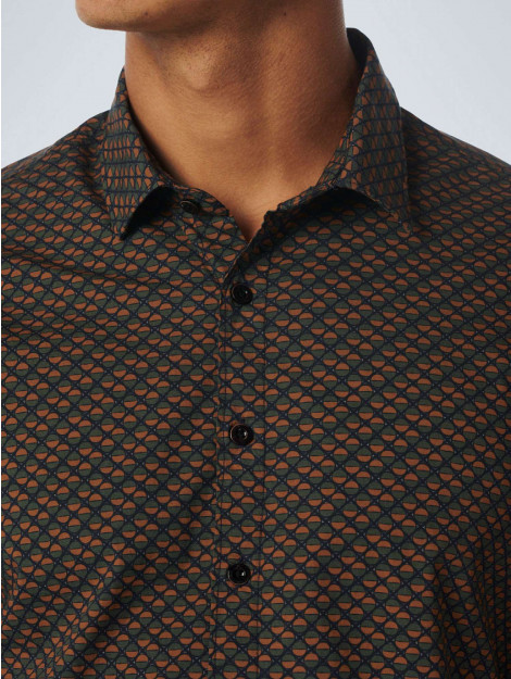 No Excess Shirt stretch allover printed caramel 21450936-048 large