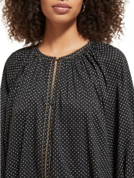 Scotch & Soda 174852 6728 balloon sleeve embroidered top polka evening black 174852 6728 large
