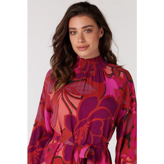 Jansen Amsterdam Juffrouw jansen wfp598 dress print with smocked turtle multi fuchsia wfp598 large