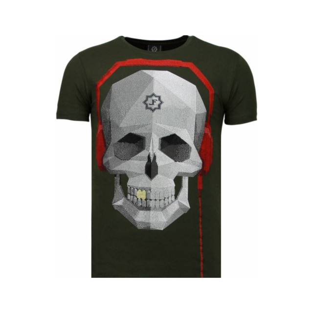 Local Fanatic Skull bring the beat rhinestone t-shirt 5779G large