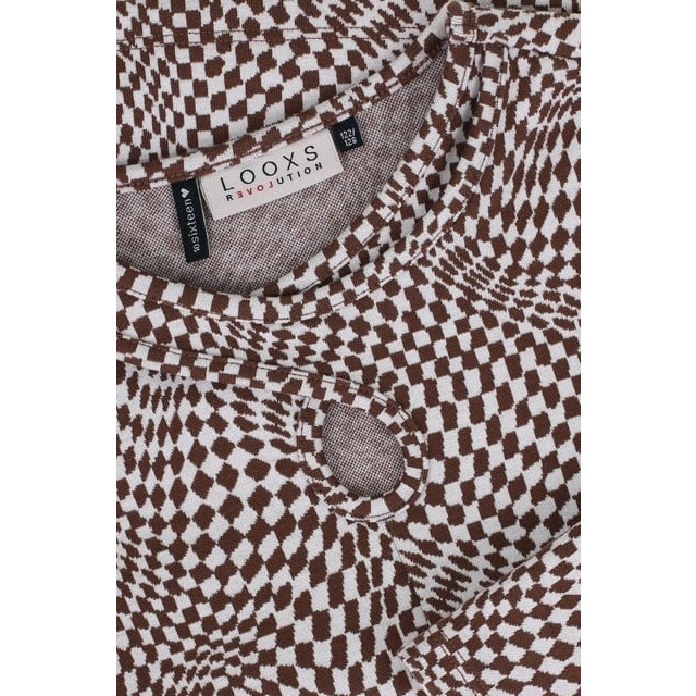 Looxs Revolution Top met swirl check print bruin voor meisjes in de kleur 2331-5425-818 large