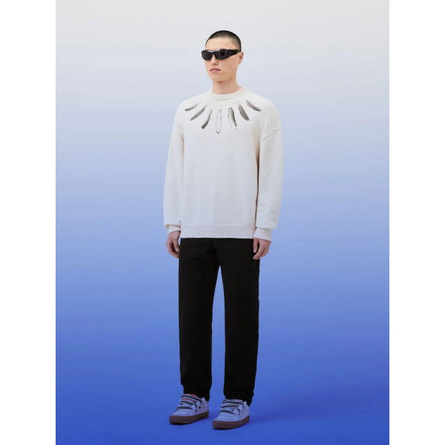 Marcelo Burlon Wind feathers knit comfort crew ecru 146625222 large