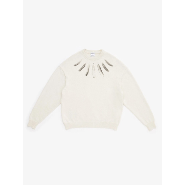 Marcelo Burlon Wind feathers knit comfort crew ecru 146625222 large