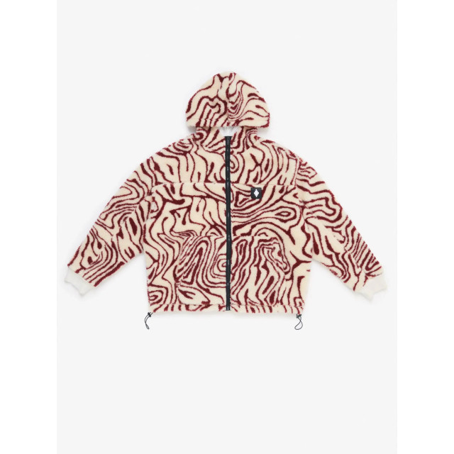 Marcelo Burlon Aop fluid pile over jacket ecru burgundy 146625140 large