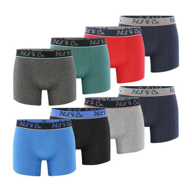 Phil & Co Boxershorts heren pack 8-pack effen kleur assorti HBOD-PH-32 large