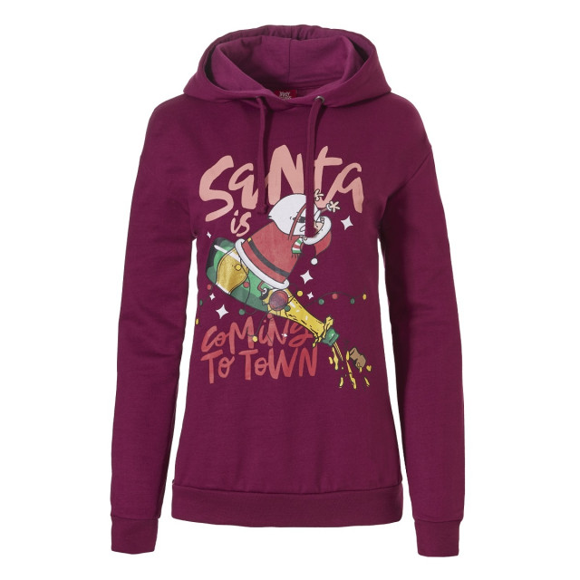 Apollo Dames kersttrui met capuchon santa is coming to town hoodie kerst print 00167999005-PURPLE large