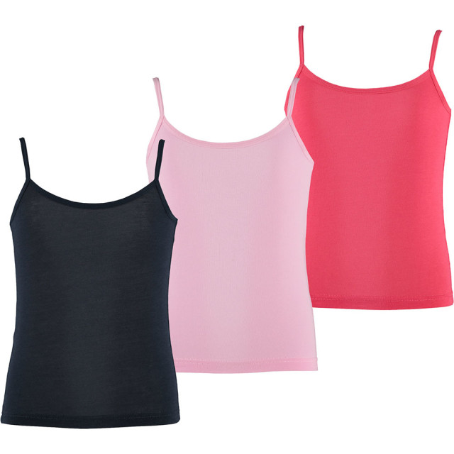 Apollo Meisjes bamboe singlet hemden 3-pack blauw roze rood spaghettibandjes onderhemd 163558001-004-146 large