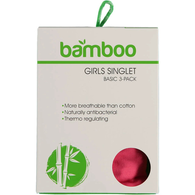 Apollo Meisjes bamboe singlet hemden 3-pack blauw roze rood spaghettibandjes onderhemd 163558001-004 large
