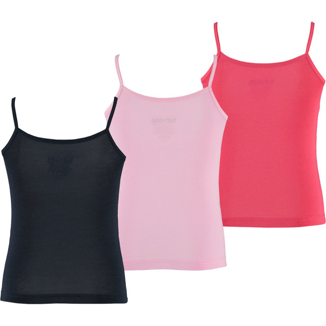 Apollo Meisjes bamboe singlet hemden 3-pack blauw roze rood spaghettibandjes onderhemd 163558001-004 large