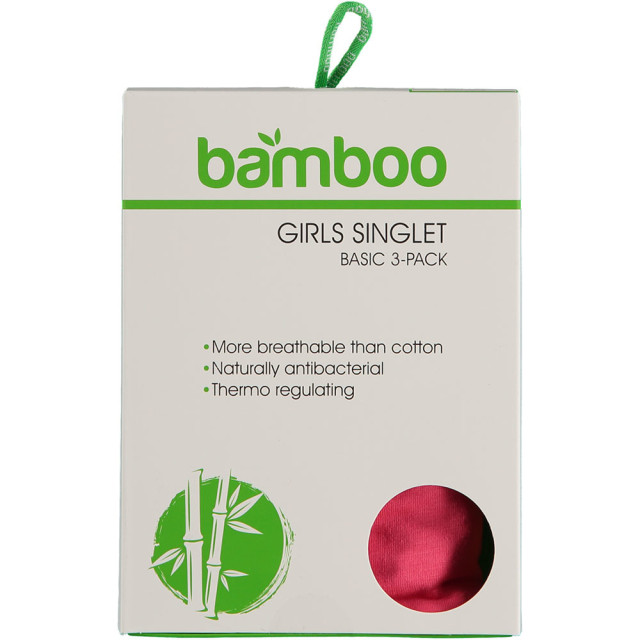 Apollo Meisjes bamboe singlet hemden 3-pack blauw roze rood spaghettibandjes onderhemd 163558001-004 large