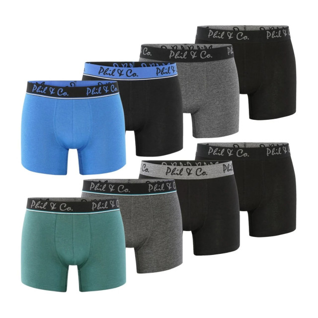 Phil & Co Boxershorts heren multipack 8-pack groen blauw zwart antraciet HBOD-PH-34 large