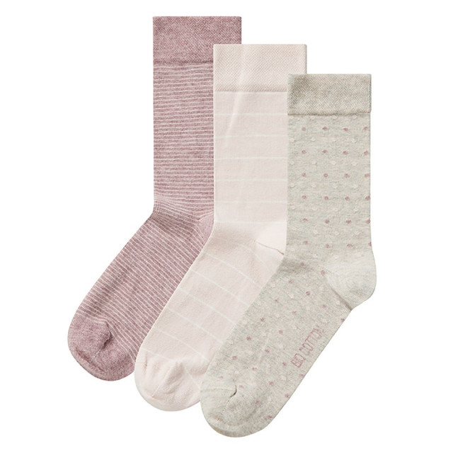Apollo Dames sokken hartjes gestreept sterren print bio katoen 6-pack beige / roze 8720172195657 large