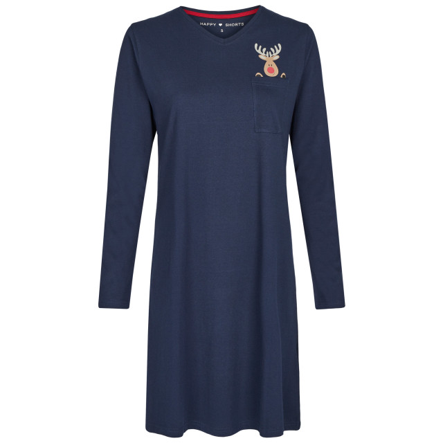 Happy Shorts Dames kerst pyjama nachthemd blauw / grijs HS-682-1+2 large