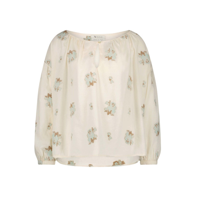 Nukus Della blouse Della Embroidery- Offwhite Aqua large