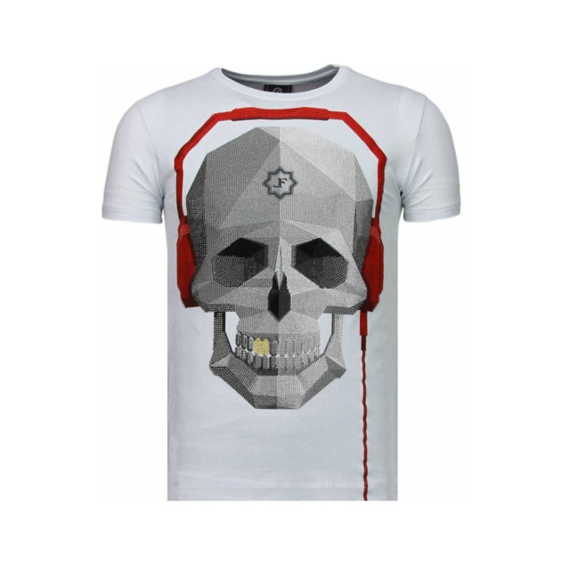 Local Fanatic Skull bring the beat rhinestone t-shirt 5779W large