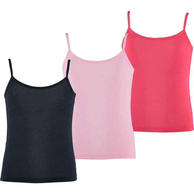 Apollo Meisjes bamboe singlet hemden 3-pack blauw roze rood spaghettibandjes onderhemd 163558001-004 large