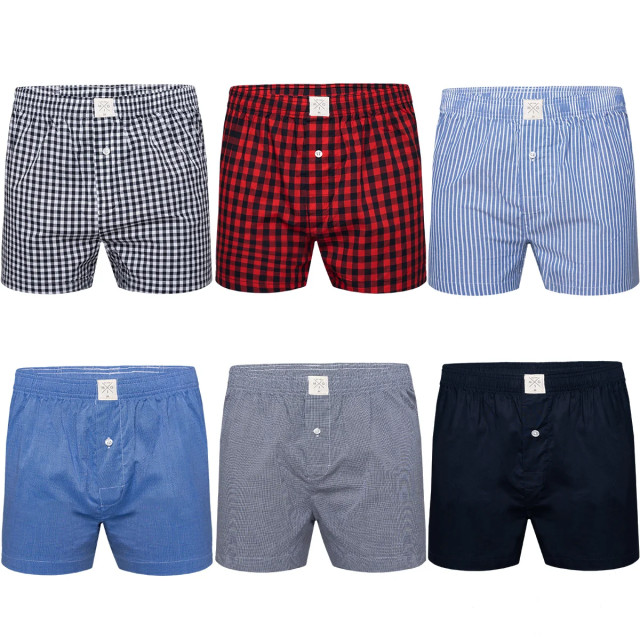 MG-1 Wijde boxershorts heren 6-pack multipack d900 geweven katoen MG1-900H large