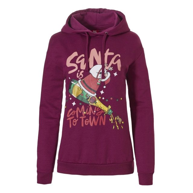 Apollo Dames kersttrui met capuchon santa is coming to town hoodie kerst print 000167999005-PURPLE large
