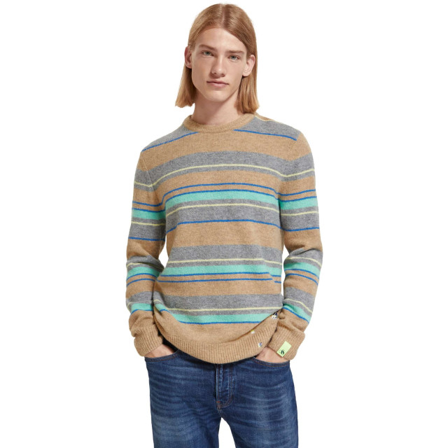 Scotch & Soda Regular fit softy wool stripes camel stripe 175377-6789 large