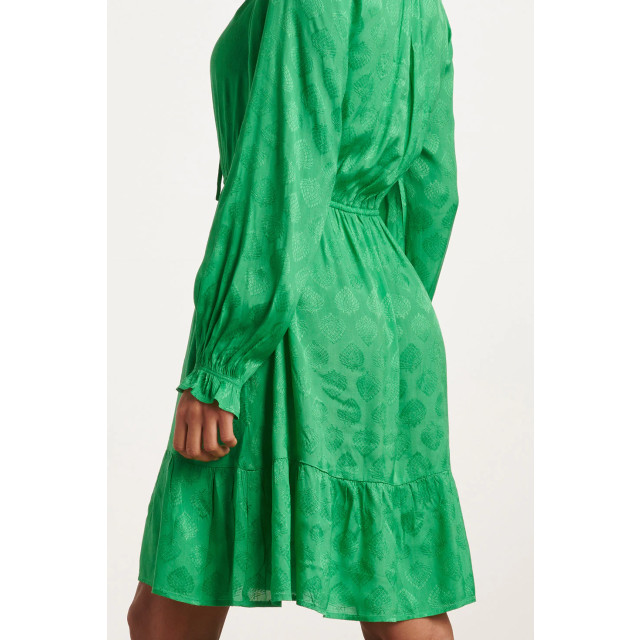 Smashed Lemon Dames satijnen groen jurk met ornament print 23678 23678-530-L large