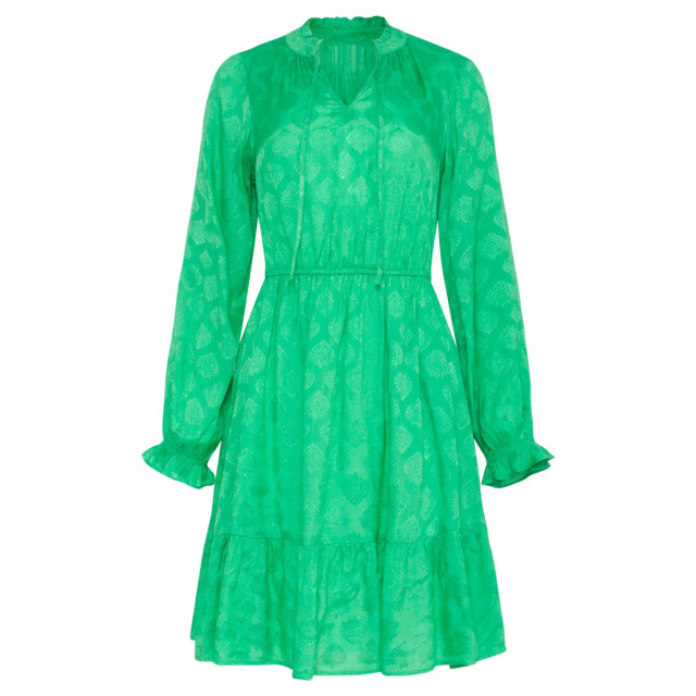 Smashed Lemon Dames satijnen groen jurk met ornament print 23678 23678-530-S large