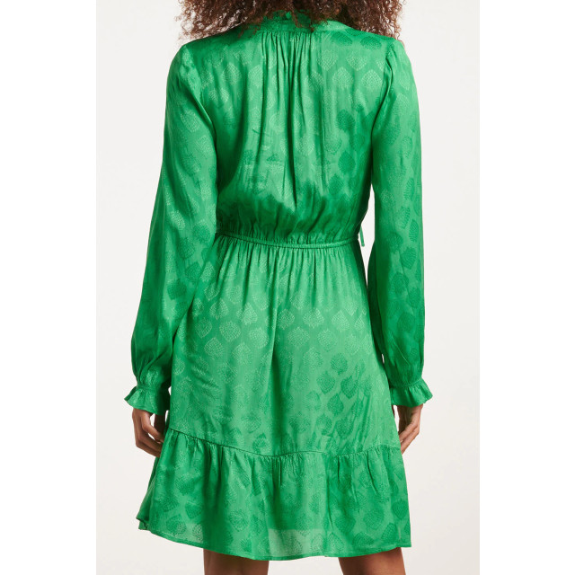 Smashed Lemon Dames satijnen groen jurk met ornament print 23678 23678-530-L large