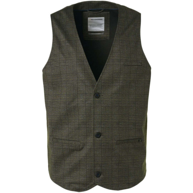 No Excess Gilet jersey stretch check taupe 21640805-044 large