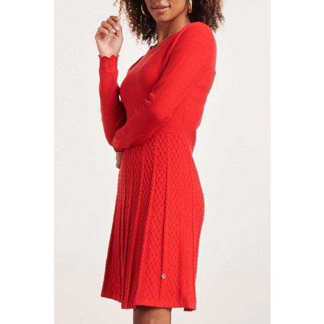 Smashed Lemon 23827 rode ronde hals jurk met uitlopende rok 23827-450-XS large