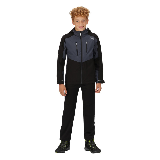 Regatta Kinder/kids highton iii waterdichte jas UTRG7540_blackindiagrey large Regatta Kinder/kids highton iii waterdichte jas UTRG7540_blackindiagrey large