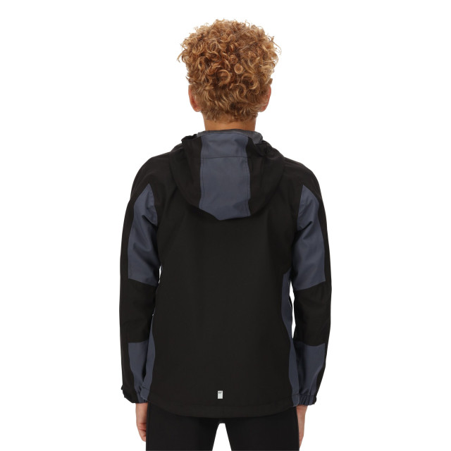 Regatta Kinder/kids highton iii waterdichte jas UTRG7540_blackindiagrey large Regatta Kinder/kids highton iii waterdichte jas UTRG7540_blackindiagrey large