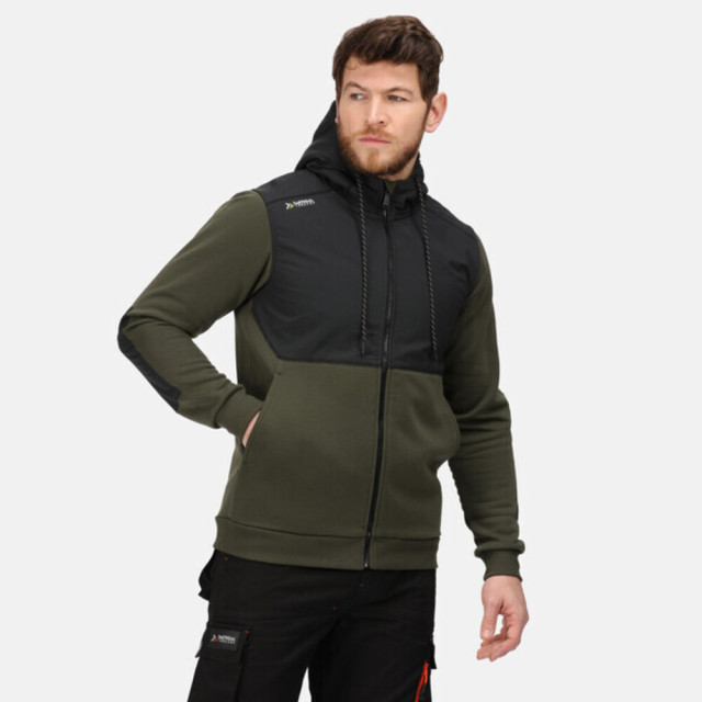 Regatta Heren full zip hoodie UTRG6171_darkkhakiblack large Regatta Heren full zip hoodie UTRG6171_darkkhakiblack large
