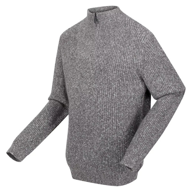 Regatta Heren kaison marl gebreide trui met halve rits UTRG8414_darkgrey large