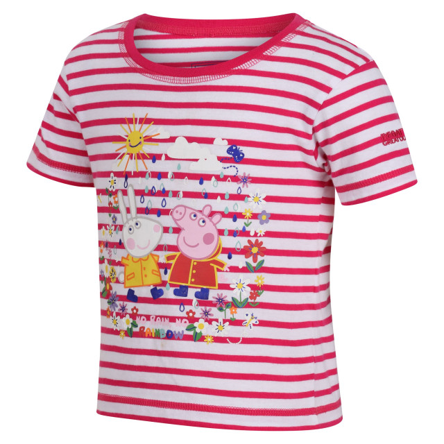 Regatta Kinderen/kinderen peppa pig stripe t-shirt UTRG7752_pinkfusionwhite large