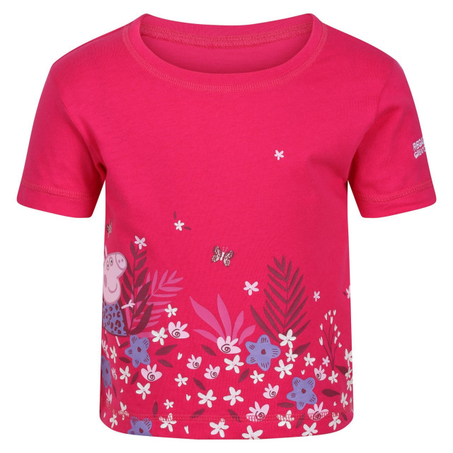 Regatta Childrens/kids peppa pig bloem t-shirt met korte mouwen UTRG7722_pinkfusion large