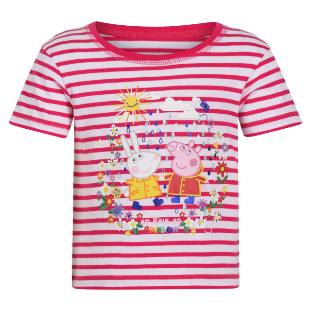 Regatta Kinderen/kinderen peppa pig stripe t-shirt UTRG7752_pinkfusionwhite large