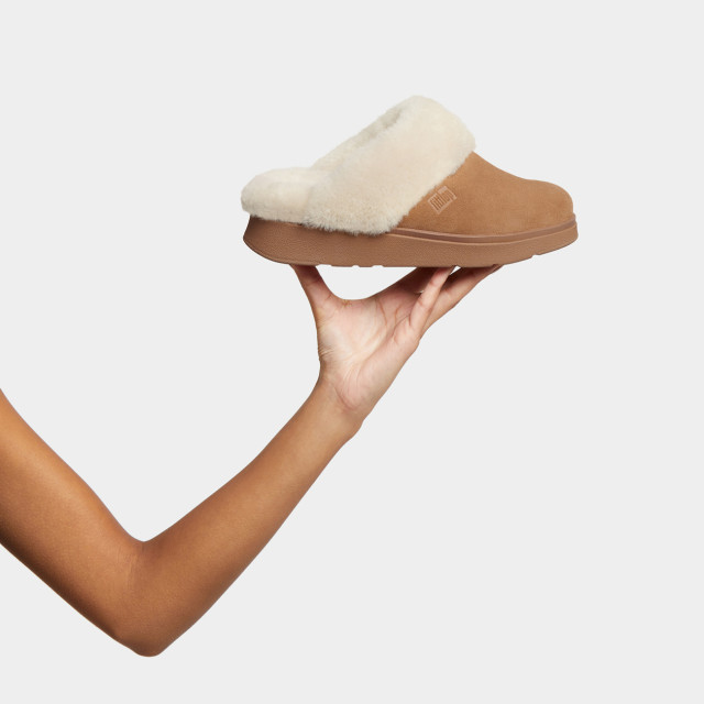 FitFlop Gen-ff shearling-collar suede slippers GS7 large