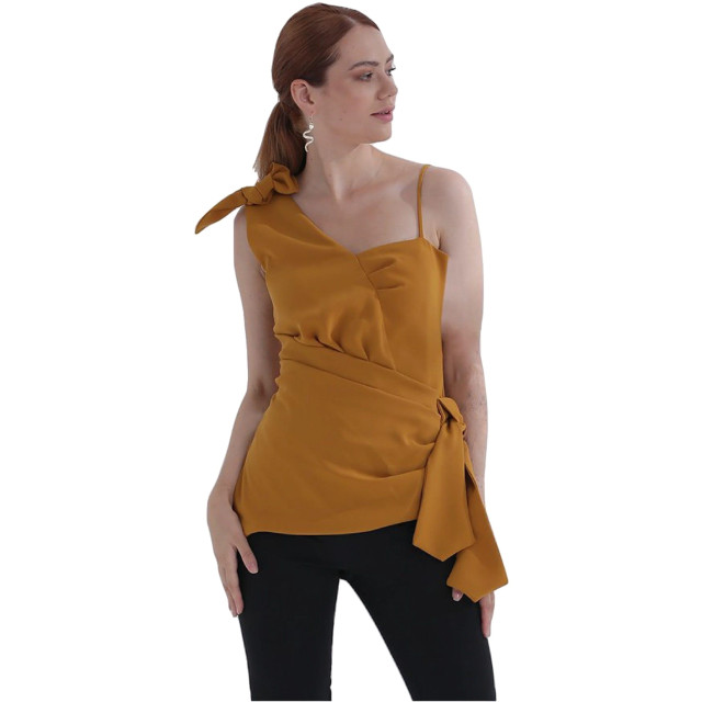WB Top blouse dames layla met strik oker goud 3201W100-C44 large