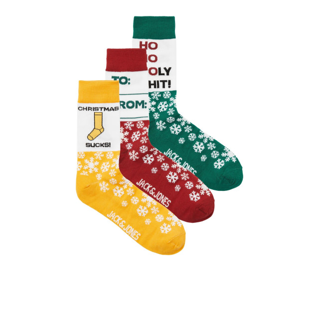Jack & Jones Sokken heren kerst jacxmas giftbox 3-pack rio red 12246162 large
